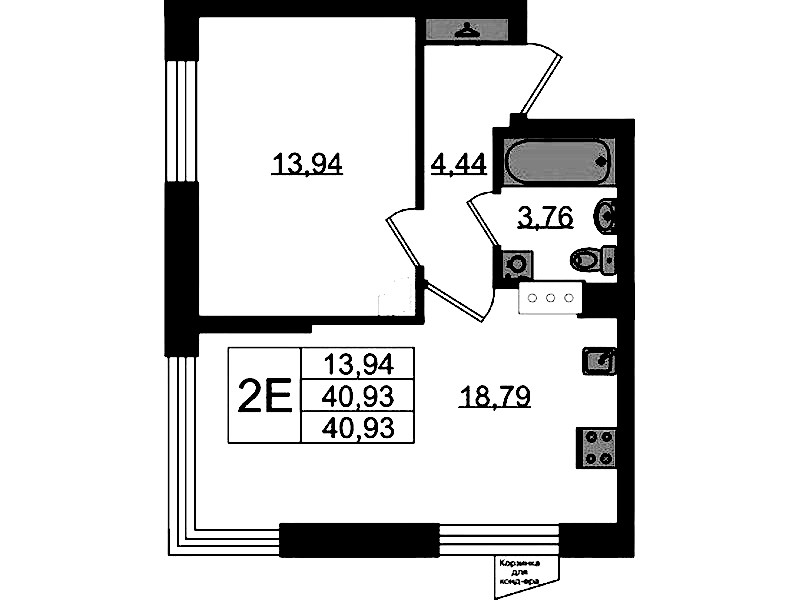 1-комнатная квартира 40.93 м², 2/11 эт., ЖК «VEREN NORT Сертолово»